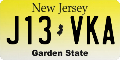 NJ license plate J13VKA
