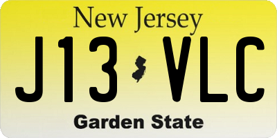 NJ license plate J13VLC