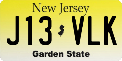 NJ license plate J13VLK
