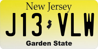 NJ license plate J13VLW