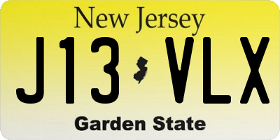 NJ license plate J13VLX