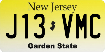 NJ license plate J13VMC