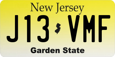 NJ license plate J13VMF