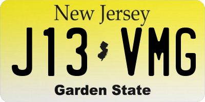 NJ license plate J13VMG