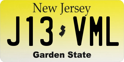 NJ license plate J13VML