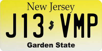 NJ license plate J13VMP