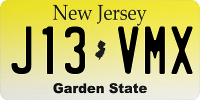 NJ license plate J13VMX