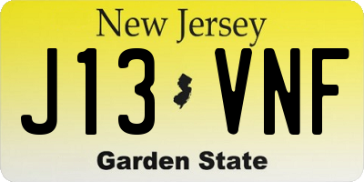 NJ license plate J13VNF