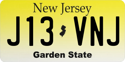 NJ license plate J13VNJ
