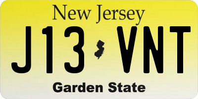 NJ license plate J13VNT