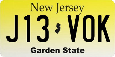 NJ license plate J13VOK