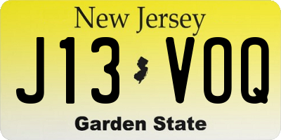 NJ license plate J13VOQ