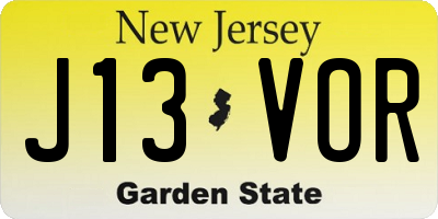 NJ license plate J13VOR