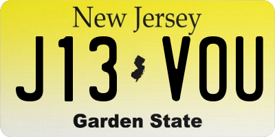 NJ license plate J13VOU