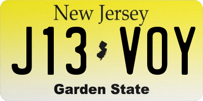 NJ license plate J13VOY