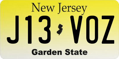 NJ license plate J13VOZ