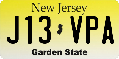 NJ license plate J13VPA