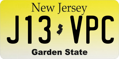 NJ license plate J13VPC