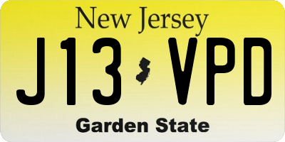 NJ license plate J13VPD