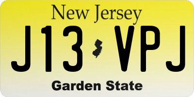 NJ license plate J13VPJ