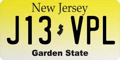 NJ license plate J13VPL