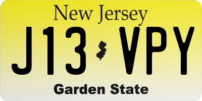 NJ license plate J13VPY