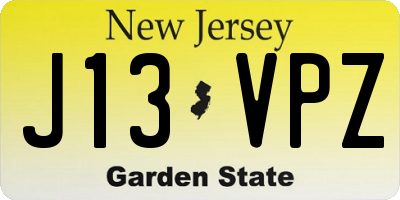 NJ license plate J13VPZ