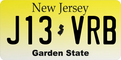 NJ license plate J13VRB