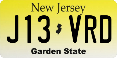 NJ license plate J13VRD