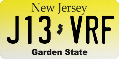 NJ license plate J13VRF