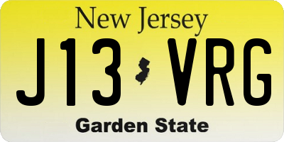NJ license plate J13VRG