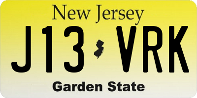 NJ license plate J13VRK