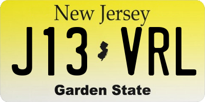 NJ license plate J13VRL