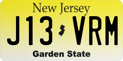 NJ license plate J13VRM