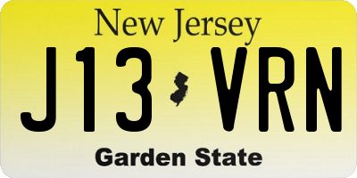 NJ license plate J13VRN