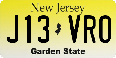 NJ license plate J13VRO