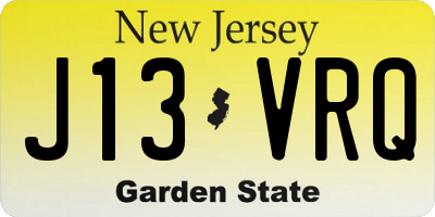 NJ license plate J13VRQ