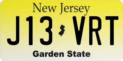 NJ license plate J13VRT