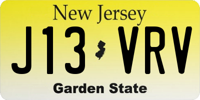 NJ license plate J13VRV