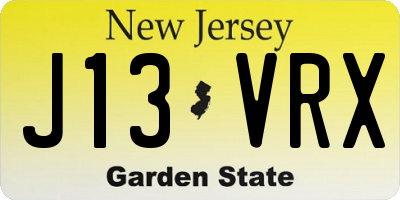 NJ license plate J13VRX