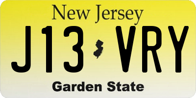 NJ license plate J13VRY