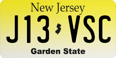 NJ license plate J13VSC