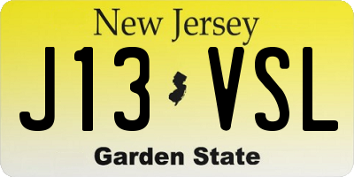 NJ license plate J13VSL