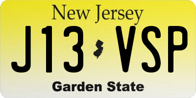 NJ license plate J13VSP