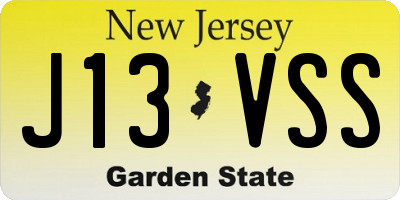 NJ license plate J13VSS