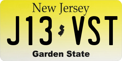NJ license plate J13VST
