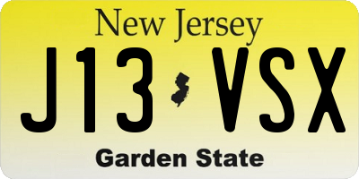 NJ license plate J13VSX