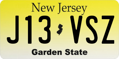 NJ license plate J13VSZ