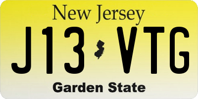 NJ license plate J13VTG