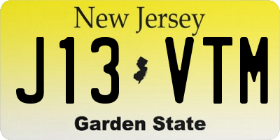 NJ license plate J13VTM